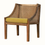 Seeley Cane Accent Chair - Mustard Velvet/Natural