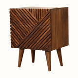 Babej 2 Drawer Bedside Table, Medium - Chestnut