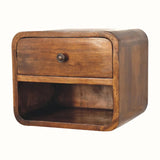 Hamade Open Wall-Mounted Bedside Table, Small - Chestnut