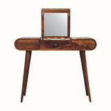 Merrill Dressing Table with Foldable Mirror, Medium - Chestnut