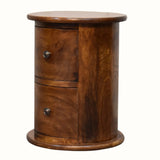 Holt 2 Drawer Drum Side Table, Small - Chestnut