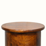 Holt 2 Drawer Drum Side Table, Small - Chestnut