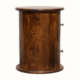 Holt 2 Drawer Drum Side Table, Small - Chestnut