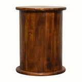 Holt 2 Drawer Drum Side Table, Small - Chestnut