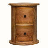 Holt 2 Drawer Drum Side Table, Small - Natural