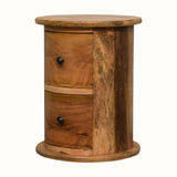 Holt 2 Drawer Drum Side Table, Small - Natural