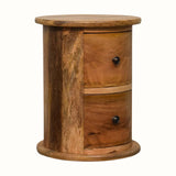 Holt 2 Drawer Drum Side Table, Small - Natural