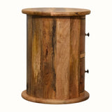 Holt 2 Drawer Drum Side Table, Small - Natural