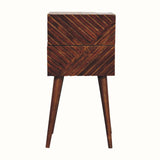 Babej 2 Drawer Bedside Table, Small - Chestnut