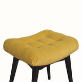 Bethell Curved Stool, Small - Mustard Velvet/Walnut