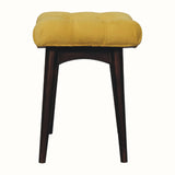 Bethell Curved Stool, Small - Mustard Velvet/Walnut