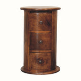 Holt 3 Drawer Drum Side Table, Small - Chestnut