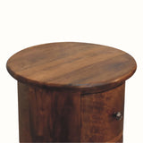 Holt 3 Drawer Drum Side Table, Small - Chestnut