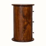 Holt 3 Drawer Drum Side Table, Small - Chestnut