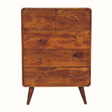 Hamade Tall Chest of 5 Drawers - Chestnut