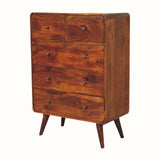 Hamade Tall Chest of 5 Drawers - Chestnut