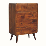 Hamade Tall Chest of 5 Drawers - Chestnut