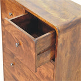 Hamade Tall Chest of 5 Drawers - Chestnut