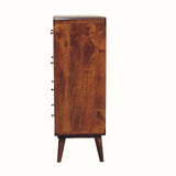 Hamade Tall Chest of 5 Drawers - Chestnut