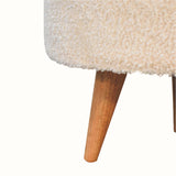 Button Bouclé Footstool - Cream/Natural