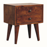 Fogel 2 Drawer Bedside Table, Small - Chestnut