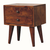 Fogel 2 Drawer Bedside Table, Small - Chestnut