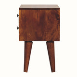 Fogel 2 Drawer Bedside Table, Small - Chestnut