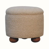 Jalla Bouclé Storage Footstool - Cream/Natural