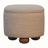 Jalla Bouclé Storage Footstool - Cream/Natural