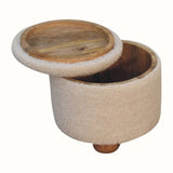 Jalla Bouclé Storage Footstool - Cream/Natural