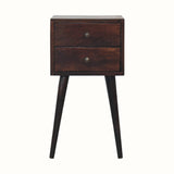 Fogel 2 Drawer Bedside Table, Mini - Light Walnut