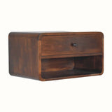 Hamade Open Wall-Mounted Bedside Table, Large - Chestnut