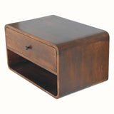 Hamade Open Wall-Mounted Bedside Table, Large - Chestnut