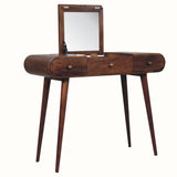 Merrill Dressing Table with Foldable Mirror, Medium - Honey Caramel