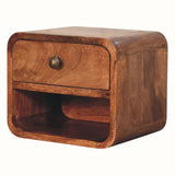 Hamade Wall Mounted Open Bedside Table, Small - Honey Caramel