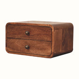 Hamade Wall Mounted 2 Drawer Bedside Table - Honey Caramel