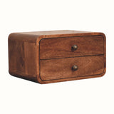 Hamade Wall Mounted 2 Drawer Bedside Table - Honey Caramel