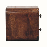 Hamade Wall Mounted 2 Drawer Bedside Table, Small - Honey Caramel