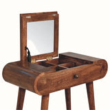 Merrill Dressing Table with Foldable Mirror, Small - Honey Caramel