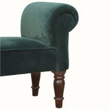 Mineo Velvet Bench - Emerald Green/Walnut