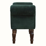 Mineo Velvet Bench - Emerald Green/Walnut