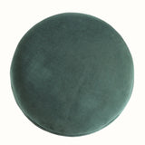 Button Velvet Footstool - Emerald Green/Walnut