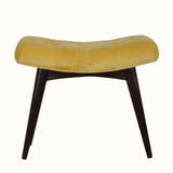 Bethell Curved Stool - Mustard Velvet/Walnut