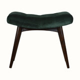 Bethell Curved Stool - Emerald Green Velvet/Walnut