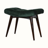 Bethell Curved Stool - Emerald Green Velvet/Walnut