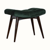 Bethell Curved Stool - Emerald Green Velvet/Walnut