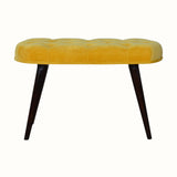 Femia Velvet Bench - Mustard/Walnut