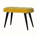 Femia Velvet Bench - Mustard/Walnut