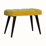 Femia Velvet Bench - Mustard/Walnut