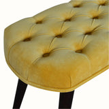 Femia Velvet Bench - Mustard/Walnut